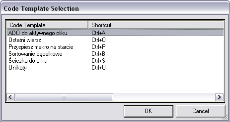 code-template-selection